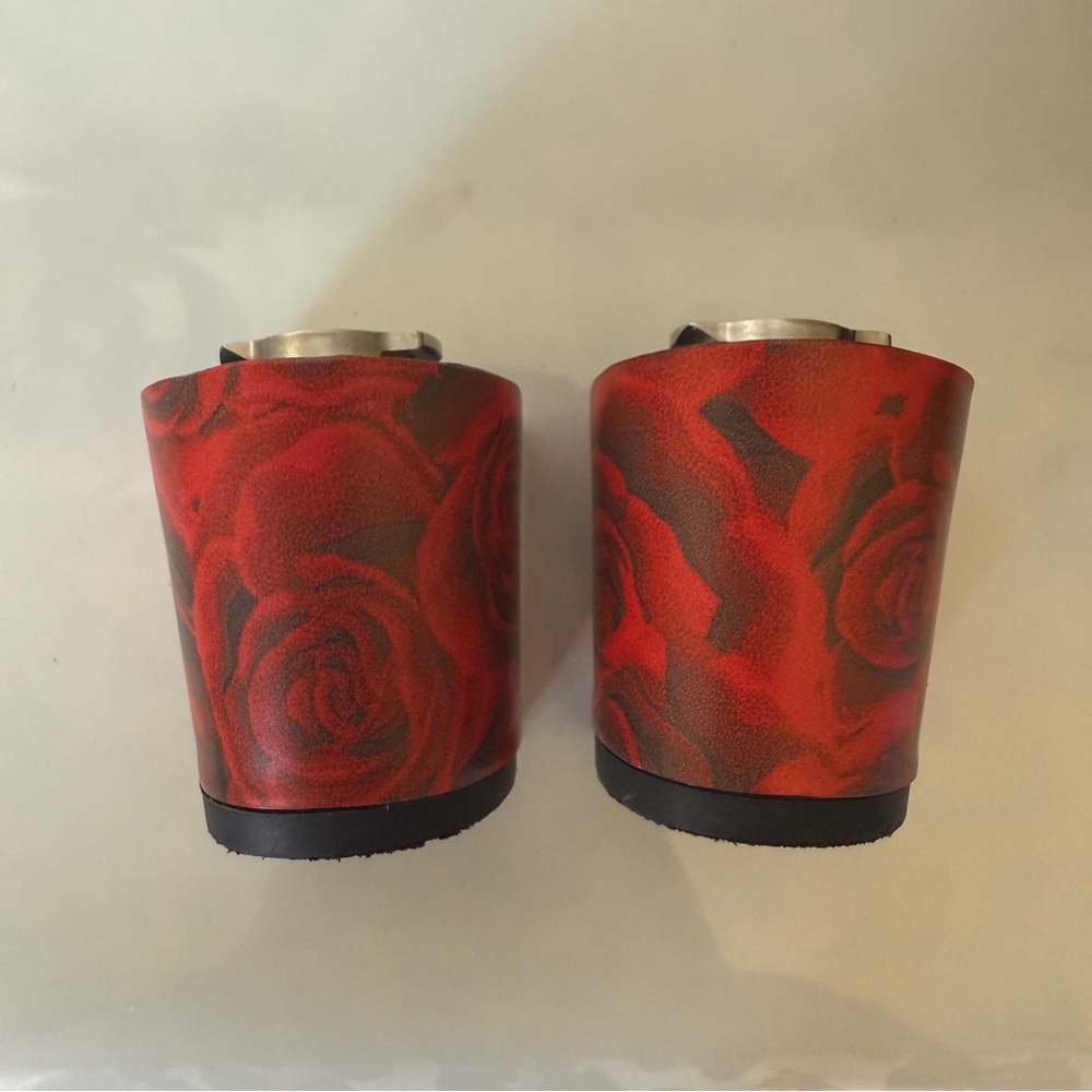 Pashion Footwear v1.0 Custom Red Rose Cluster 3 Inch Block Heels - Picture 5 of 9